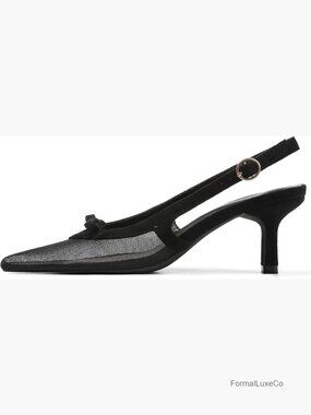 Slingback Kitten Heels Bow Ankle Strap Pointed Toe Wedding Party Pumps